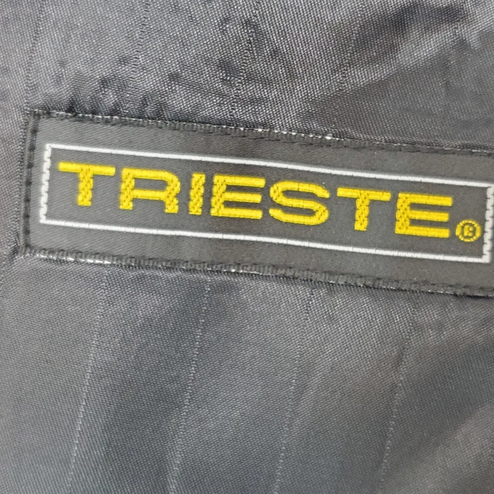 Vntg Trieste Mens Navy Blue Wool Blend Two Button Blazer 44R Old Money 90s Y2K